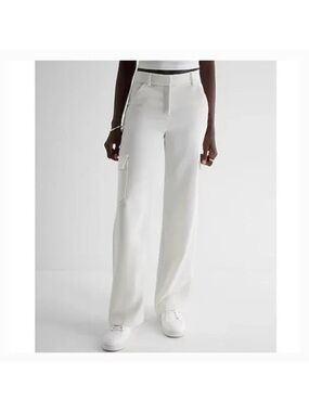 Express White Wide-Leg Utility Trousers